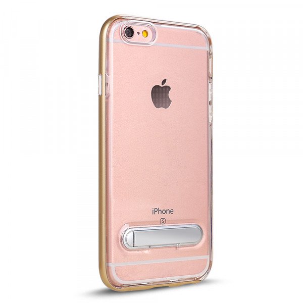 Wholesale Apple iPhone 8 Plus / 7 Plus Clear Armor Bumper Kickstand Case (Champagne Gold)